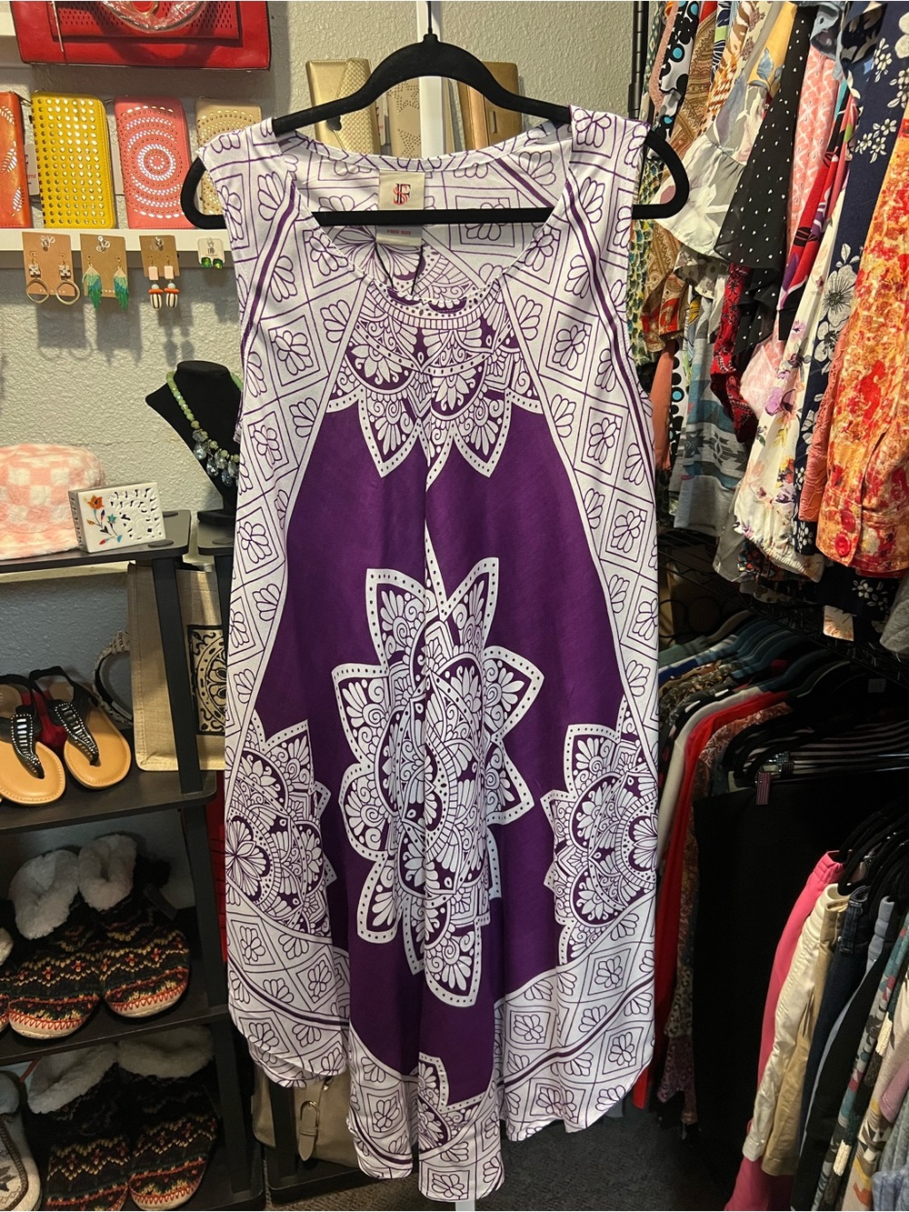 FashionStyle Purple & White Mandala Dress